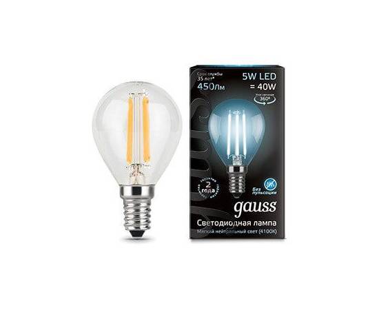 Лампа светодиодная филаментная Gauss E14 5W 4100K прозрачная 105801205