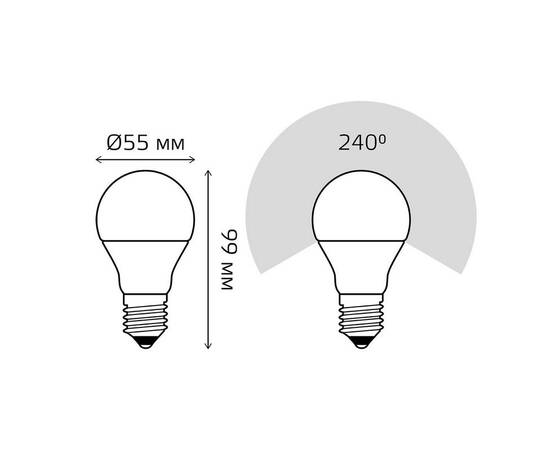 Лампа светодиодная Gauss E27 7W 6500K матовая 102502307, изображение 2