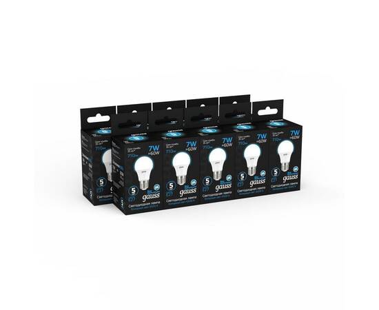 Лампа светодиодная Gauss E27 7W 6500K матовая 102502307, изображение 3