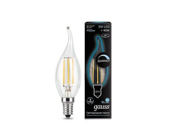 Лампа светодиодная диммируемая Gauss филаментная E14 5W 4100К прозрачная 104801205-D