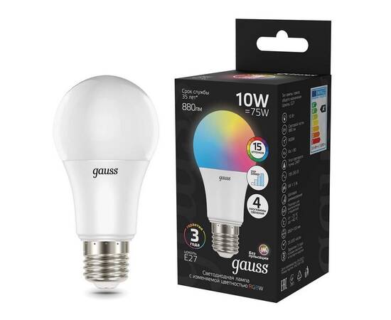Лампа светодиодная диммируемая Gauss E27 10W 3000-6500K матовая 102102410
