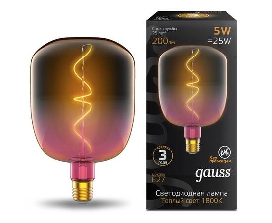 Лампа светодиодная филаментная Gauss E27 5W 1800K розовая 1010802105
