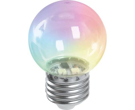 Лампа светодиодная Feron E27 1W RGB прозрачный LB-37 38129