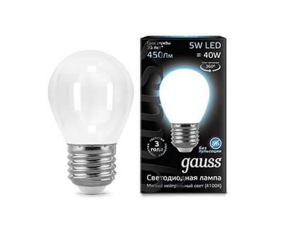 Лампа светодиодная филаментная Gauss E27 5W 4100К матовая 105202205