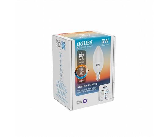 Лампа светодиодная диммируемая Gauss Smart Home E14 5W 2700-6500K матовая 1110112