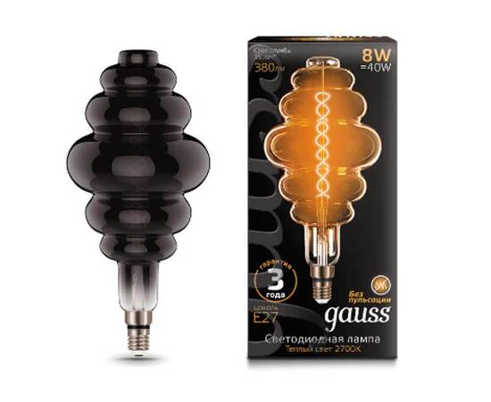 Лампа светодиодная филаментная Gauss E27 8W 2700K серая 159802008