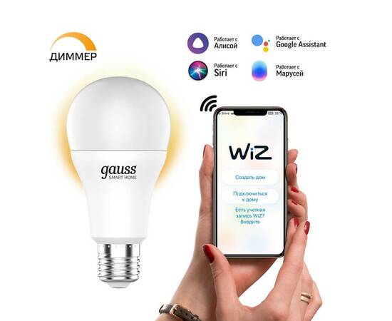 Лампа светодиодная диммируемая Gauss Smart Home E27 10W 2700K матовая 1070112, изображение 2