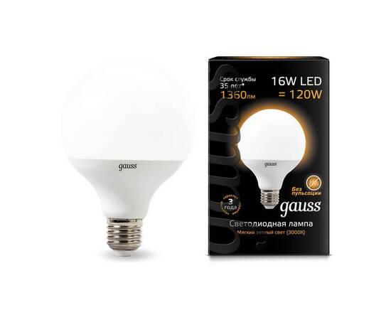 Лампа светодиодная Gauss E27 16W 3000K матовая 105102116