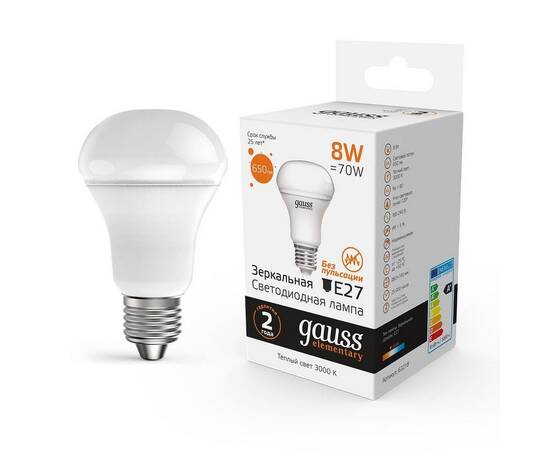 Лампа светодиодная Gauss E14 8W 3000K матовая 63218