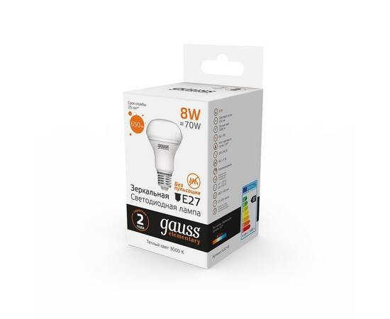Лампа светодиодная Gauss E14 8W 3000K матовая 63218, изображение 4