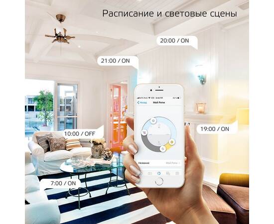 Лампа светодиодная диммируемая филаментная Gauss Smart Home Filament E27 6,5W 2000-6500K прозрачная 1220112, изображение 6