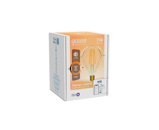 Лампа светодиодная диммируемая филаментная Gauss Smart Home Filament Diamond E27 7W 2500K золотистая 1350112