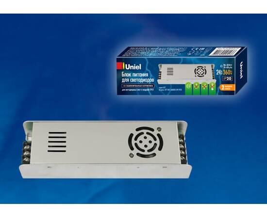 Блок питания Uniel 24V 360W IP20 15A UET-VAS-360B20 24V IP20 UL-00002435, изображение 2