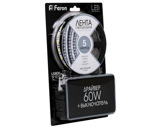Светодиодная лента Feron 14,4W/m 60LED/m 5050SMD белый 5M LS606 41447, изображение 2