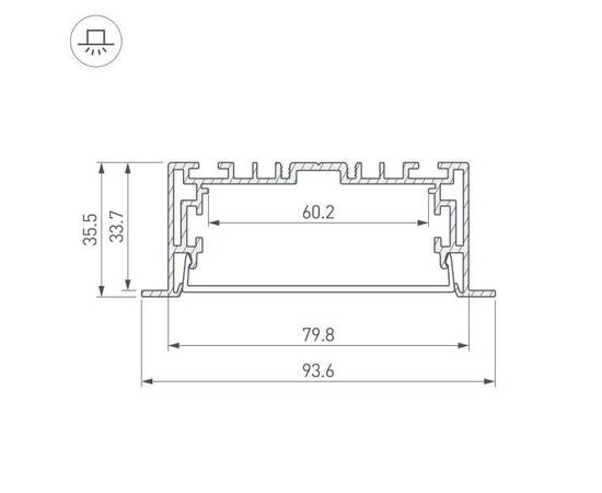 Профиль с рассеивателем Arlight S2-LINIA94-F-2500 Anod+Opal 021178(1), изображение 2