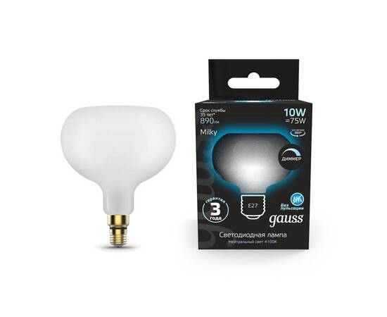 Лампа светодиодная филаментная диммируемая Gauss E27 10W 4100К матовая 1017802210-D