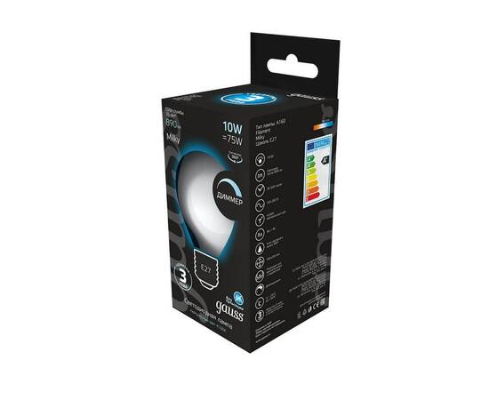 Лампа светодиодная филаментная диммируемая Gauss E27 10W 4100К матовая 179202210-D, изображение 3