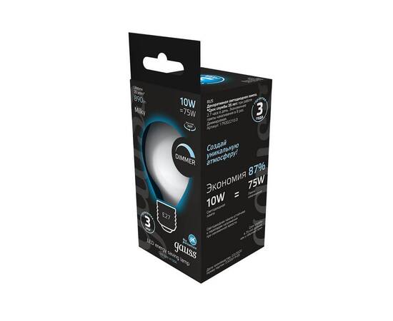 Лампа светодиодная филаментная диммируемая Gauss E27 10W 4100К матовая 179202210-D, изображение 4