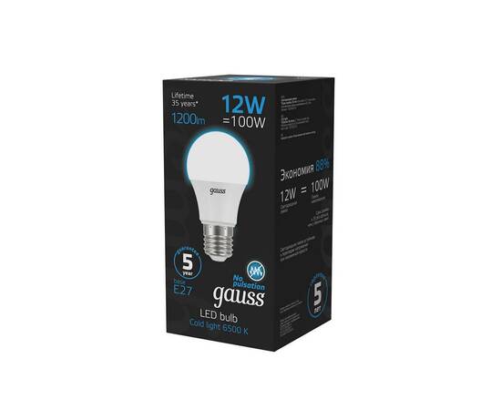 Лампа светодиодная Gauss E27 12W 6500K матовая 102502312, изображение 4