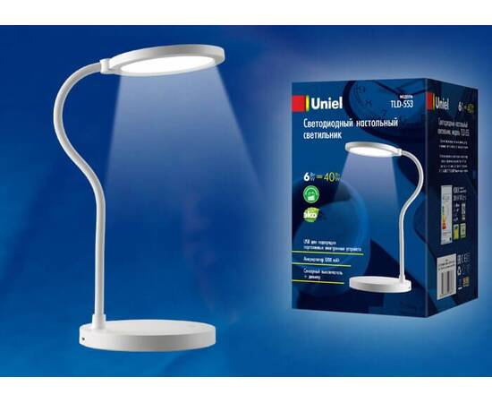Настольная лампа Uniel TLD-553 White/LED/400Lm/4500K/Dimmer/USB UL-00003338, изображение 2