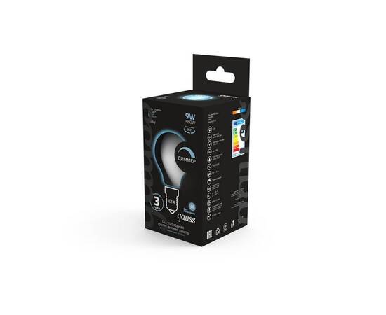 Лампа светодиодная филаментная диммируемая Gauss E14 9W 4100К матовая 105201209-D, изображение 2