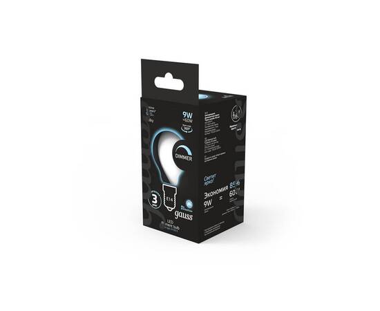 Лампа светодиодная филаментная диммируемая Gauss E14 9W 4100К матовая 105201209-D, изображение 4