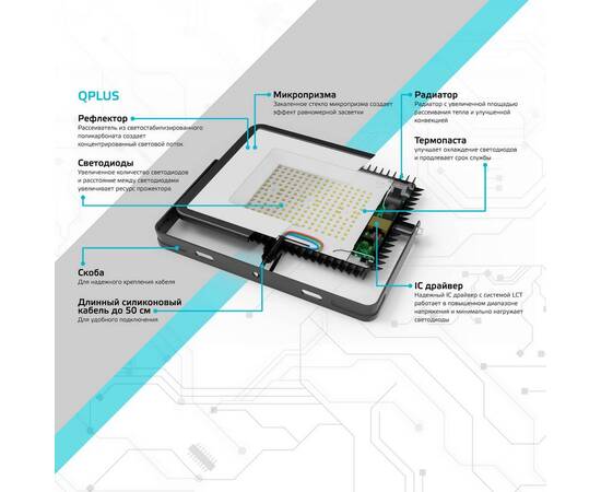Прожектор светодиодный Gauss Qplus 150W 6500К 690511150, изображение 2