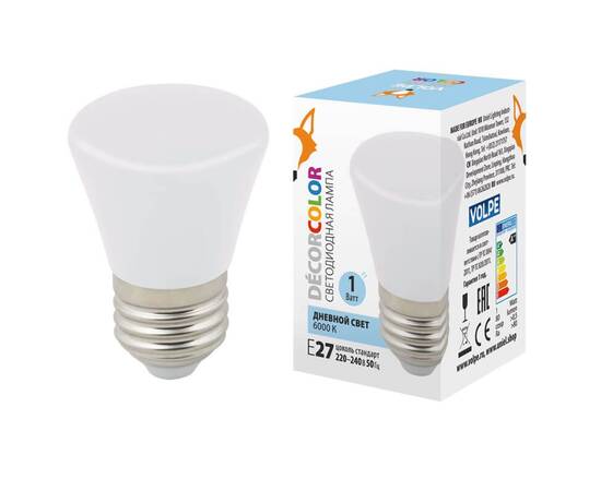 Лампа светодиодная Volpe E27 1W 6000K матовая LED-D45-1W/6000K/E27/FR/С BELL UL-00005804