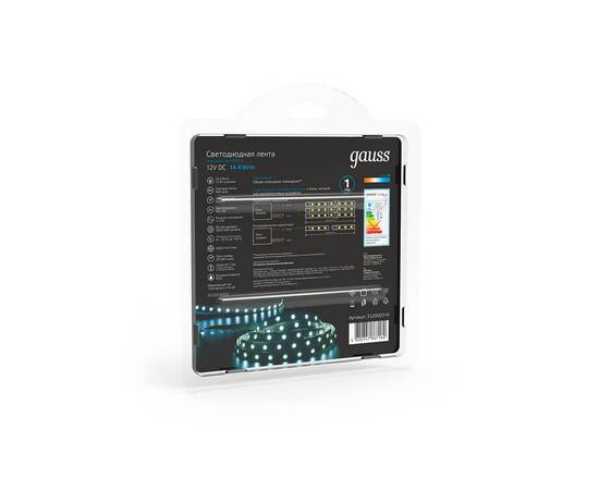 Светодиодная лента Gauss 14,4W/m 60LED/m 5050SMD холодный белый 5M 312000314, изображение 5