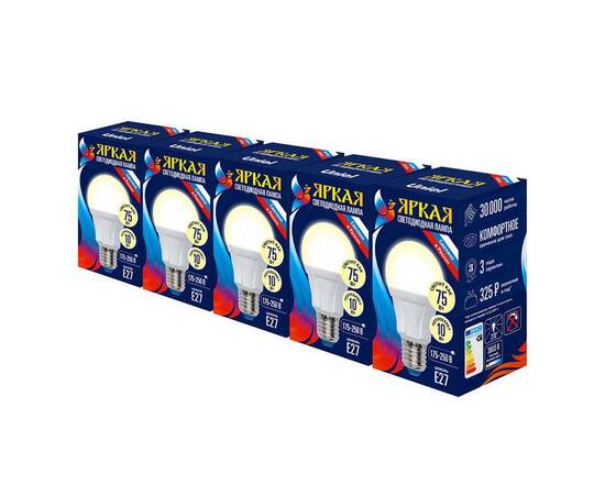 Набор светодиодных ламп Uniel E27 10W 3000K матовая LED-A60 10W/WW/E27/FR PLP01WH UL-00008087