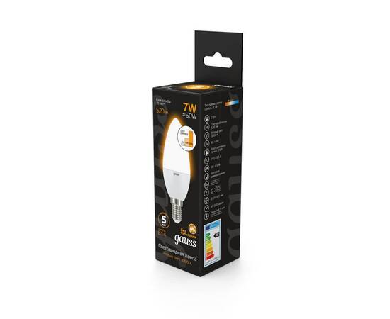 Лампа светодиодная диммируемая Gauss E14 7W 3000K матовая 103101107-S, изображение 4