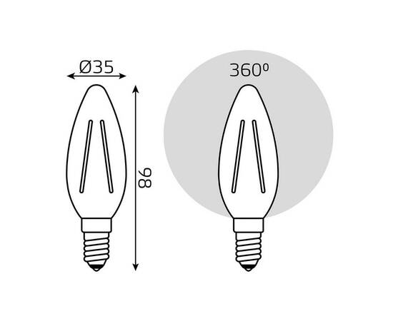 Лампа светодиодная филаментная диммируемая Gauss E14 7W 2700K прозрачная 103801107-S, изображение 2