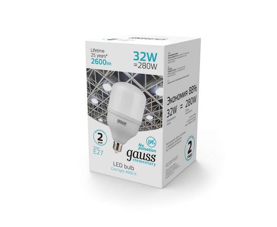 Лампа светодиодная Gauss E27 32W 4000K матовая 63223, изображение 4