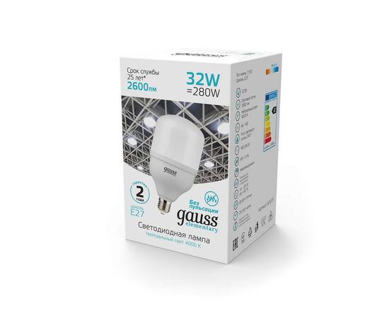 Лампа светодиодная Gauss E27 32W 4000K матовая 63223, изображение 5