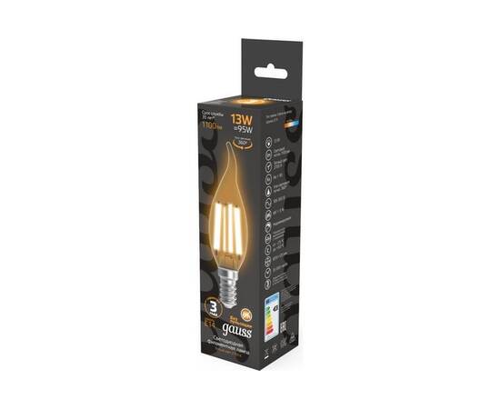 Лампа светодиодная филаментная Gauss E14 13W 2700K прозрачная 104801113, изображение 5