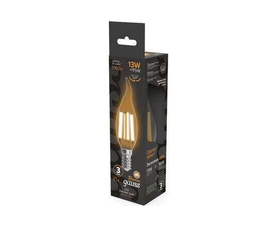 Лампа светодиодная филаментная Gauss E14 13W 2700K прозрачная 104801113, изображение 6