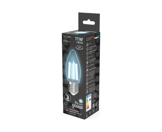 Лампа светодиодная филаментная Gauss E27 11W 4100K прозрачная 103802211, изображение 12
