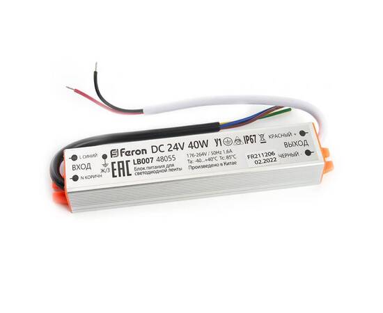 Блок питания для светодиодной ленты Feron LB007 12V 40W IP67 1,6A 48055