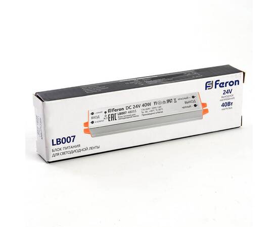 Блок питания для светодиодной ленты Feron LB007 12V 40W IP67 1,6A 48055, изображение 3