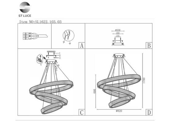 Подвесная светодиодная люстра ST Luce Tivoli SL1622.103.03, изображение 6