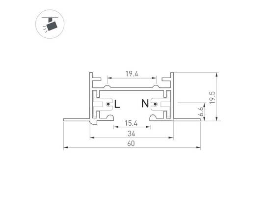 Шинопровод встраиваемый Arlight LGD-2TR-Track-F-2000-WH-M 038671, изображение 2
