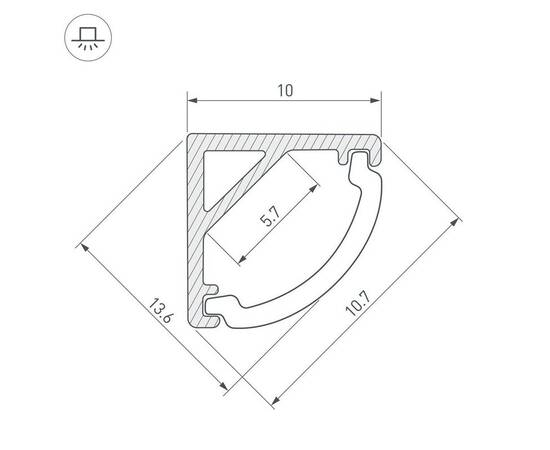 Профиль Arlight ARH-Kant-H10-2000 Anod 036321, изображение 2