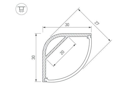 Профиль с рассеивателем Arlight ARH-Kant-H30-2000 Anod+Opal 036771, изображение 2