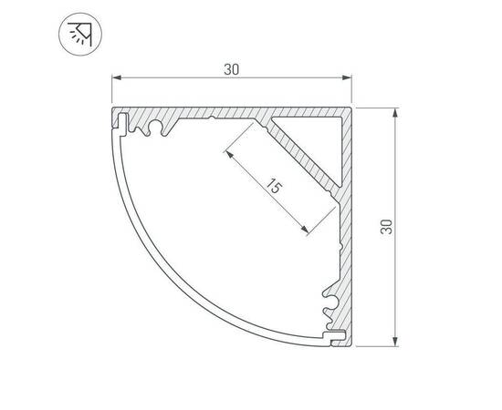 Профиль с рассеивателем Arlight SL-Kant-H30-2000 Anod+Opal 036846, изображение 2
