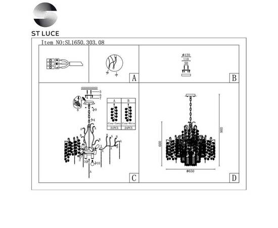 Подвесная люстра ST Luce Ravello SL1650.303.08, изображение 2