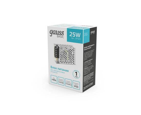 Блок питания Gauss 25W 12V IP20 BT501, изображение 4
