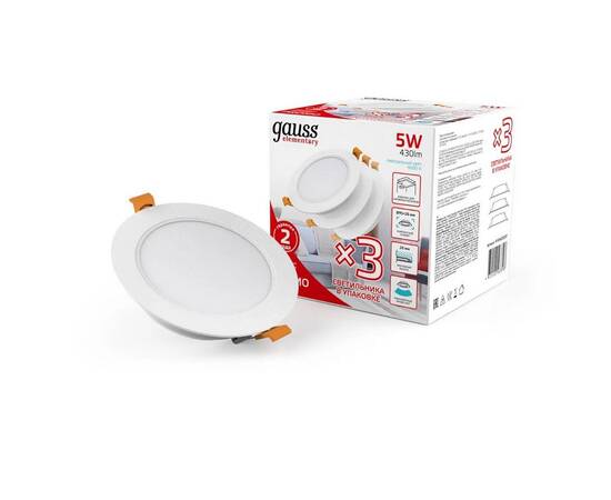 Встраиваемый светодиодный светильник Gauss Elementary Downlight 9100420205T, изображение 7