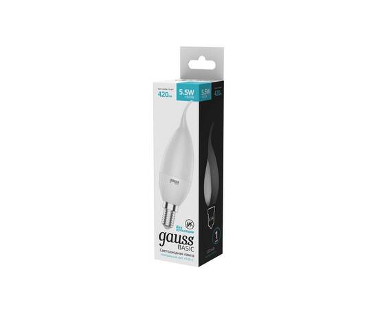 Лампа светодиодная Gauss E14 5,5W 4100К матовая 1034126, изображение 5