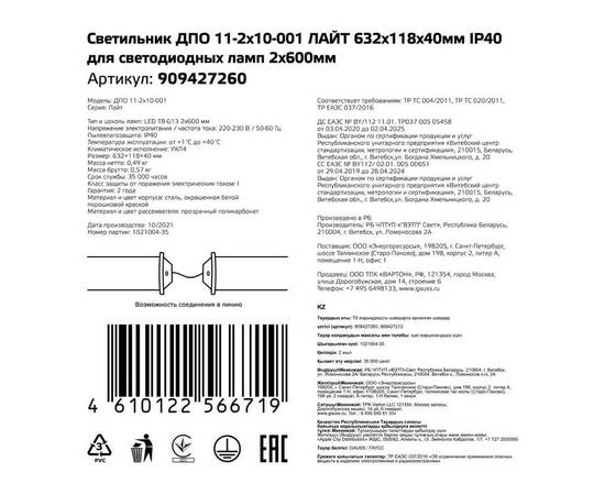Настенно-потолочный светильник Gauss 909427260, изображение 2