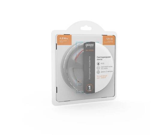Светодиодная лента Gauss 4,8W/m 60LED/m 2835SMD теплый белый 5M BT005, изображение 6